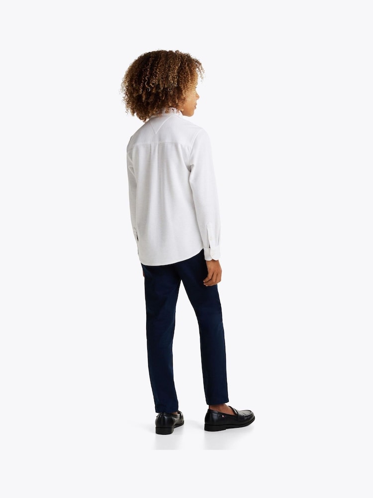 Tommy Hilfiger White Regular Fit Micro Waffle Shirt - Image 2 of 6 Tommy Hilfiger White Regular Fit Micro Waffle Shirt - Image 2 of 6