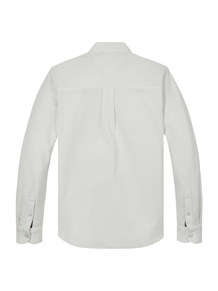 Tommy Hilfiger White Regular Fit Micro Waffle Shirt - Image 6 of 6