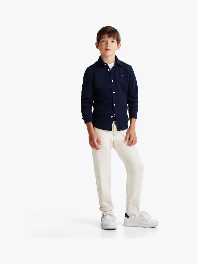 Tommy Hilfiger Blue Regular Fit Micro Waffle Shirt - Image 1 of 6