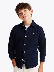 Tommy Hilfiger Blue Regular Fit Micro Waffle Shirt - Image 3 of 6