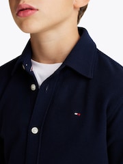 Tommy Hilfiger Blue Regular Fit Micro Waffle Shirt - Image 4 of 6