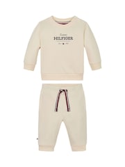 Tommy Hilfiger Nude Cotton Logo Sweatshirt & Joggers Set - Image 1 of 2