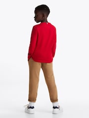 Tommy Hilfiger Red 1985 Regular Fit Monotype Long Sleeves 100% Cotton T-Shirt - Image 2 of 6