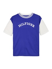Tommy Hilfiger Blue Archive Fit 100% Cotton. T-Shirt With Monotype Flock Graphic - Image 5 of 6
