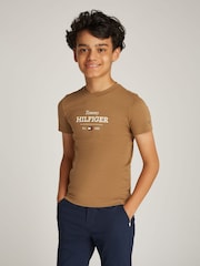Tommy Hilfiger Brown Regular Fit 1985 100% Cotton T-Shirt - Image 1 of 5