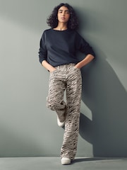 Zebra Print 100% Cotton Wide Leg Jeans - Image 2 of 8