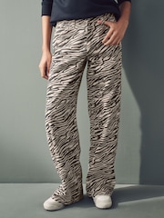 Zebra Print 100% Cotton Wide Leg Jeans - Image 3 of 8
