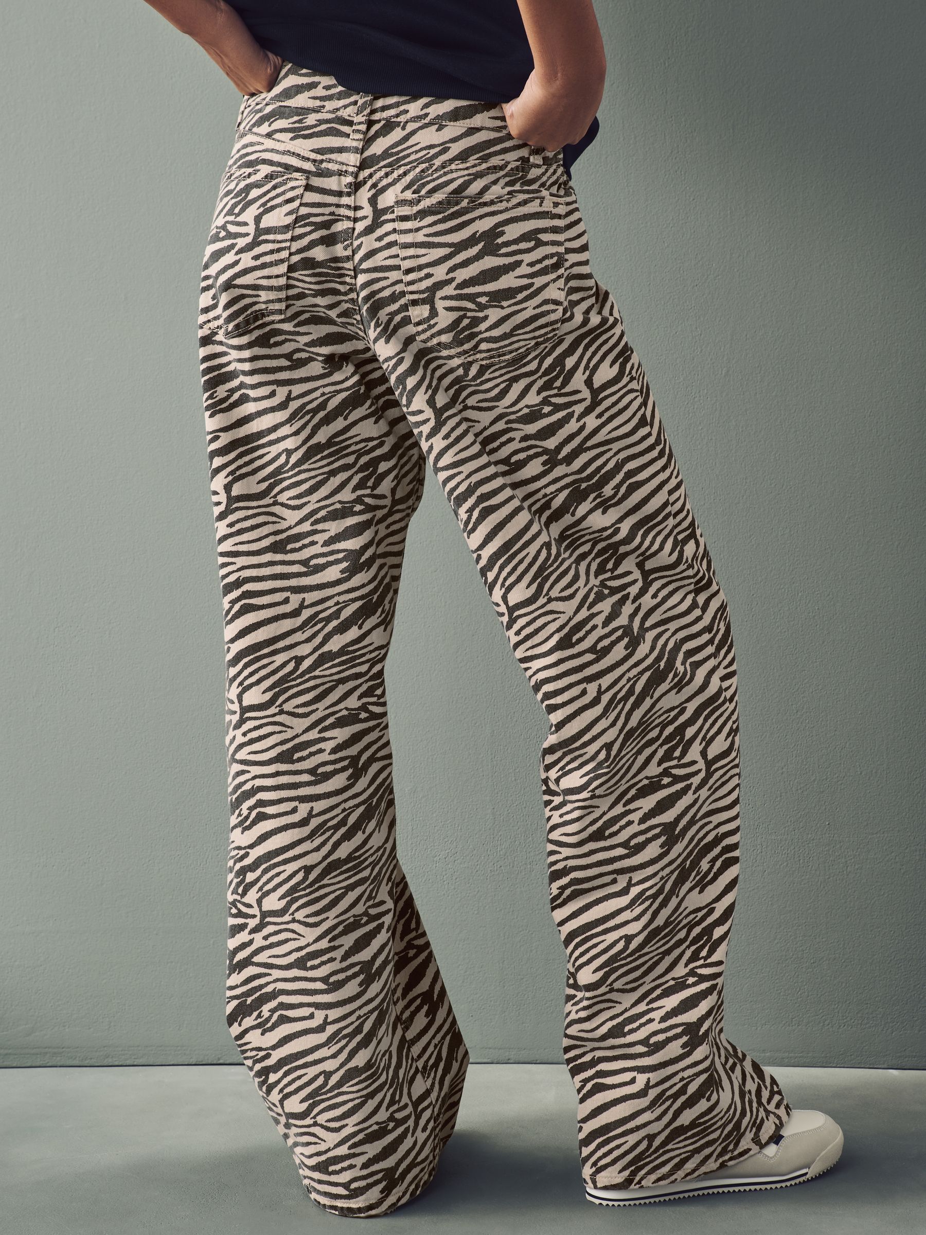Buy Zebra Print 100% Cotton Wide Leg Jeans from Next USA