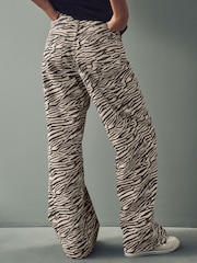 Zebra Print 100% Cotton Wide Leg Jeans - Image 4 of 8