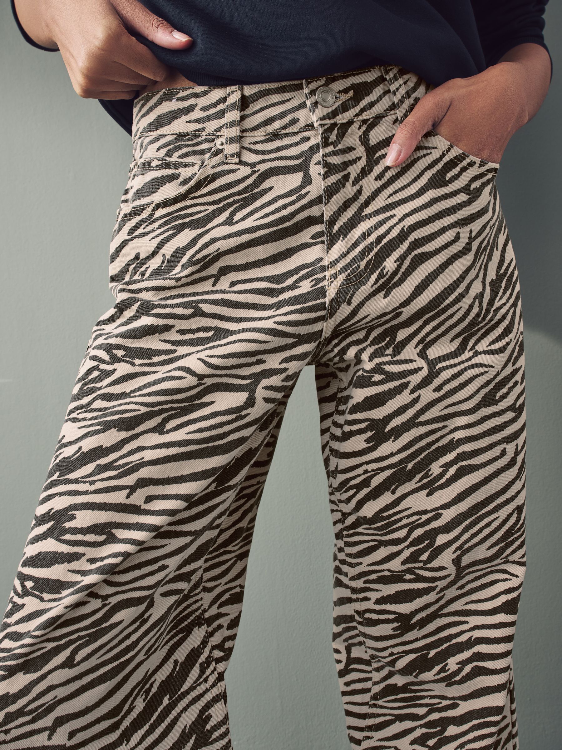 Buy Zebra Print 100% Cotton Wide Leg Jeans from Next USA