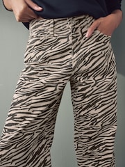 Zebra Print 100% Cotton Wide Leg Jeans - Image 5 of 8
