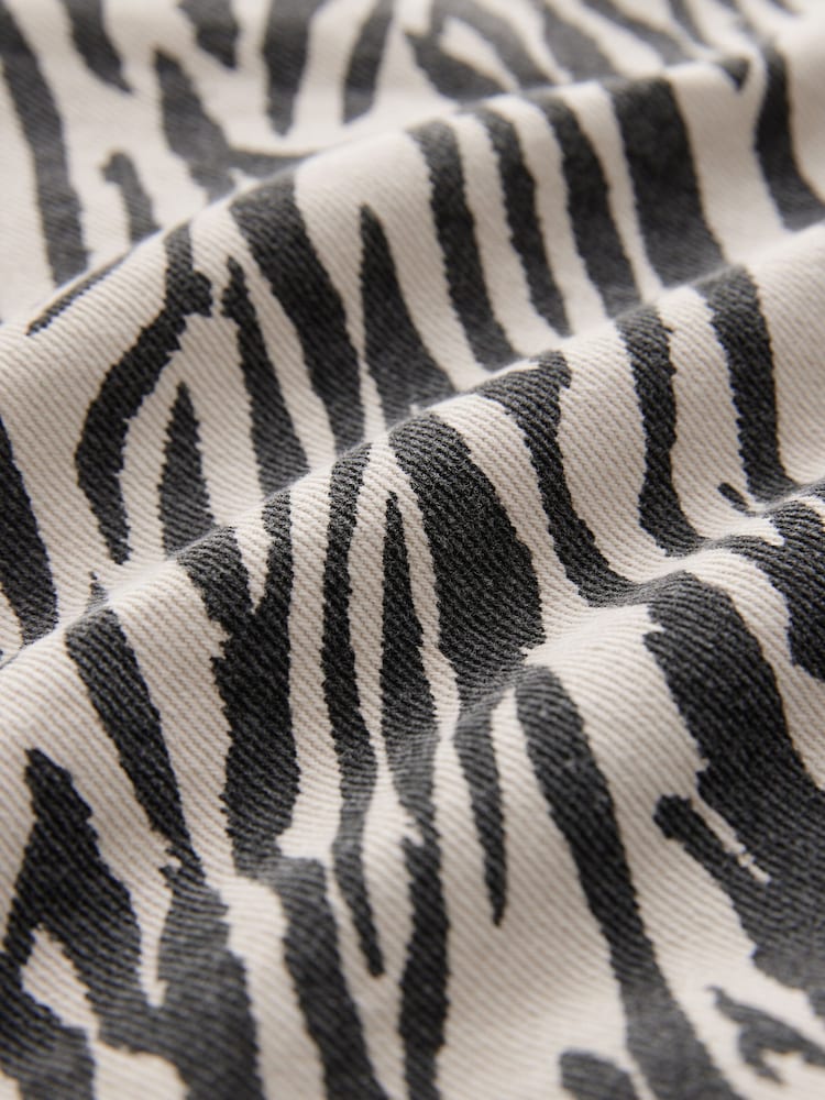 Zebra Print 100% Cotton Wide Leg Jeans - Image 8 of 8