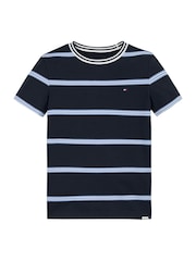 Tommy Hilfiger Blue Regular Fit Stripe 100% Cotton T-Shirt - Image 5 of 6