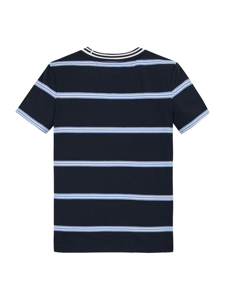 Tommy Hilfiger Blue Regular Fit Stripe 100% Cotton T-Shirt - Image 6 of 6