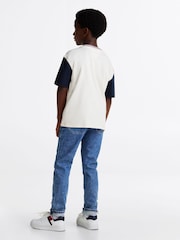 Tommy Hilfiger Blue Archive Fit 100% Cotton T-Shirt With Monotype Flock Graphic - Image 2 of 6
