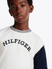 Tommy Hilfiger Blue Archive Fit 100% Cotton T-Shirt With Monotype Flock Graphic - Image 3 of 6