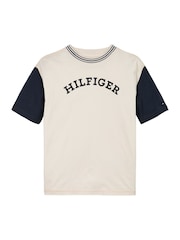 Tommy Hilfiger Blue Archive Fit 100% Cotton T-Shirt With Monotype Flock Graphic - Image 5 of 6