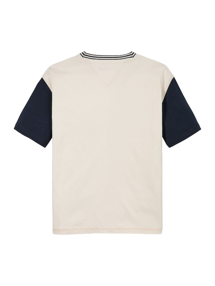 Tommy Hilfiger Blue Archive Fit 100% Cotton T-Shirt With Monotype Flock Graphic - Image 6 of 6