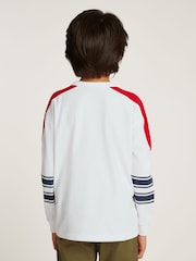 Tommy Hilfiger White Archive Fit Monotype Striped Long Sleeves 100% Cotton T-Shirt - Image 2 of 9