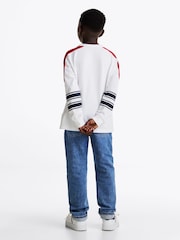 Tommy Hilfiger White Archive Fit Monotype Striped Long Sleeves 100% Cotton T-Shirt - Image 4 of 9