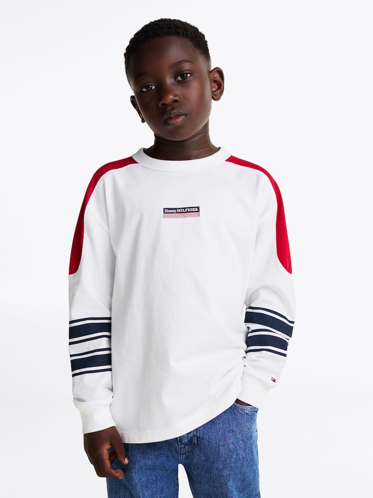 Koszulka Tommy Hilfiger Archive Fit z długim rękawem, wzorem w paski i monotypem, w 100% z bawełny - Image 6 of 9