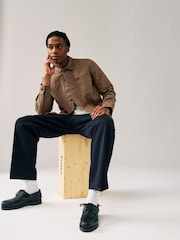 Tan Brown Canvas Chore 100% Cotton Jacket With Corduroy Collar - Image 2 of 10