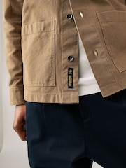 Tan Brown Canvas Chore 100% Cotton Jacket With Corduroy Collar - Image 5 of 10