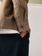 Tan Brown Canvas Chore 100% Cotton Jacket With Corduroy Collar - Image 6 of 10