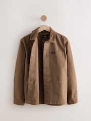 Tan Brown Canvas Chore 100% Cotton Jacket With Corduroy Collar - Image 8 of 10