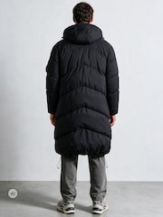 Religion Black Mid-Length Hooded Padded Puffer Coat - Image 3 of 6