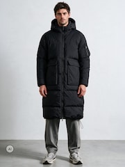 Religion Black Mid-Length Hooded Padded Puffer Coat - Image 5 of 6