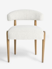 Set of 2 Casual Boucle Light Natural Aire Dark Wood Leg Dining Chairs - Image 2 of 7