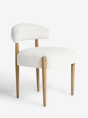 Set of 2 Casual Boucle Light Natural Aire Dark Wood Leg Dining Chairs - Image 3 of 7