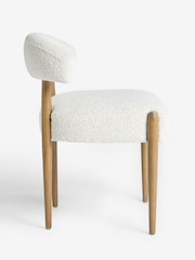 Set of 2 Casual Boucle Light Natural Aire Dark Wood Leg Dining Chairs - Image 4 of 7