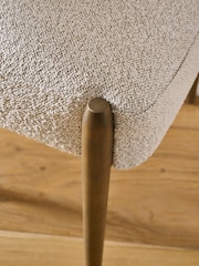 Set of 2 Casual Boucle Light Natural Aire Dark Wood Leg Dining Chairs - Image 7 of 7