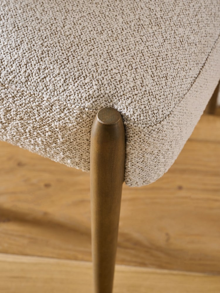 Set of 2 Casual Boucle Light Natural Aire Dark Wood Leg Dining Chairs - Image 7 of 7