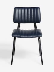 Set of 2 Distressed Faux Leather Navy Aiden Black Leg Dining Chairs - Image 2 of 7