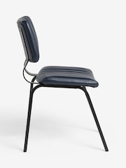 Set of 2 Distressed Faux Leather Navy Aiden Black Leg Dining Chairs - Image 5 of 7