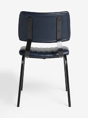 Set of 2 Distressed Faux Leather Navy Aiden Black Leg Dining Chairs - Image 6 of 7