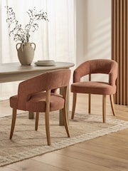 Set of 2 Rust Red Remi Oak Effect Leg Dining Chairs - Image 1 of 9