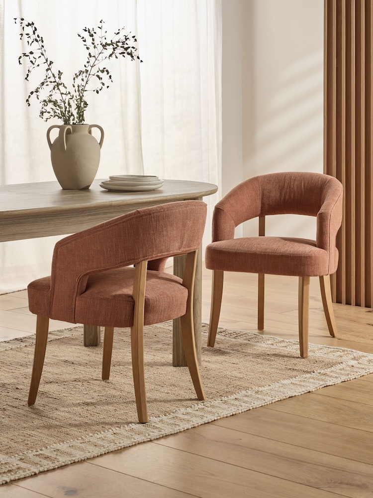 Set of 2 Rust Red Remi Oak Effect Leg Dining Chairs - Image 1 of 9