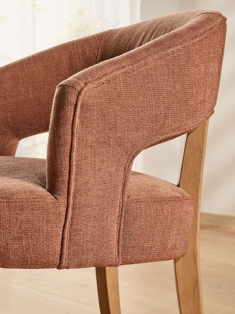 Set of 2 Rust Red Remi Oak Effect Leg Dining Chairs - Image 2 of 9
