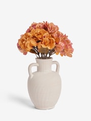 Orange Hydrangea Arrangement Artificial Flowers In Large Ceramic Vase - Image 1 of 4