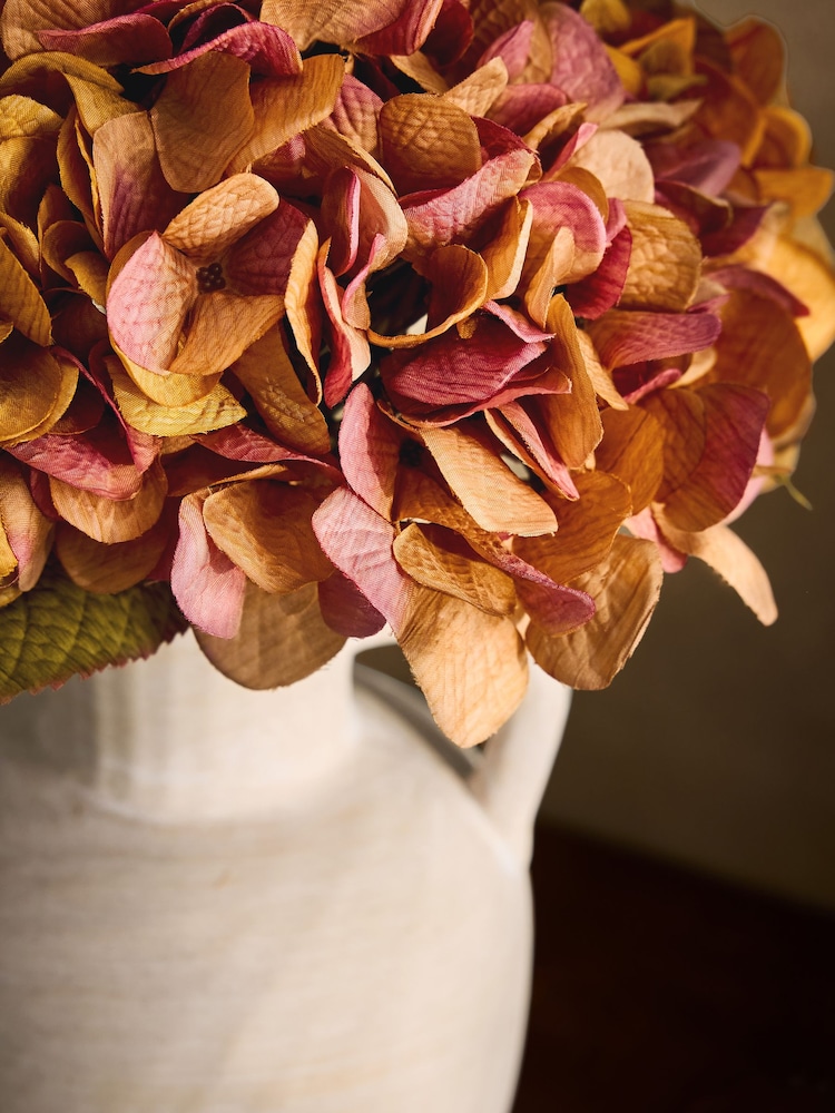 Orange Hydrangea Arrangement Artificial Flowers In Large Ceramic Vase - Image 2 of 4 Orange Hydrangea Arrangement Artificial Flowers In Large Ceramic Vase - Image 2 of 4