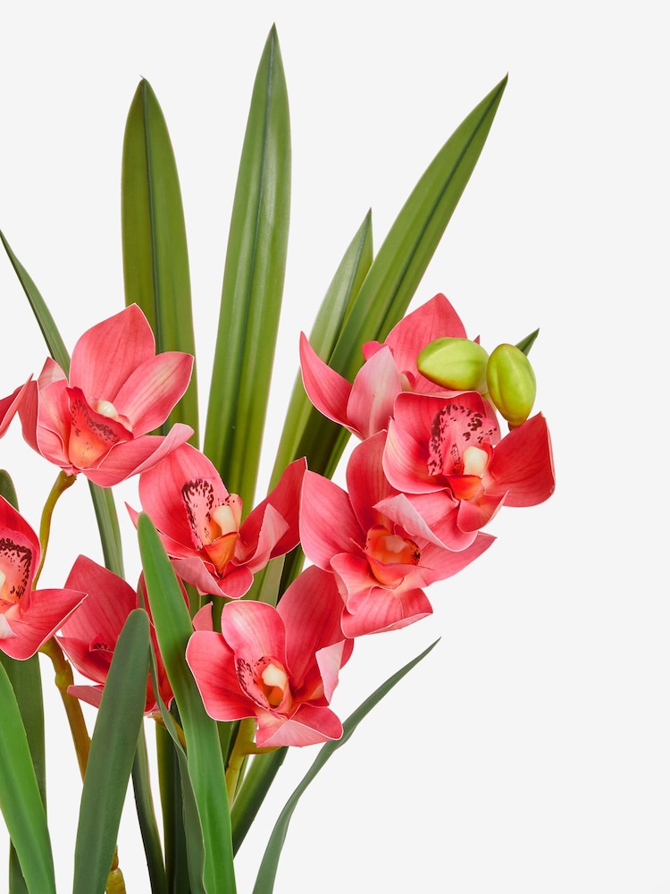 Pink Artificial Orchid In Gold Ceramic Pot - Image 4 of 4