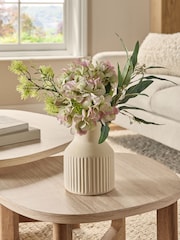 Green Artificial Hydrangea Arrangement In Ribbed Pot - Image 1 of 4