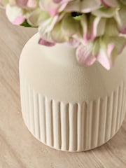 Green Artificial Hydrangea Arrangement In Ribbed Pot - Image 3 of 4