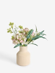 Green Artificial Hydrangea Arrangement In Ribbed Pot - Image 4 of 4