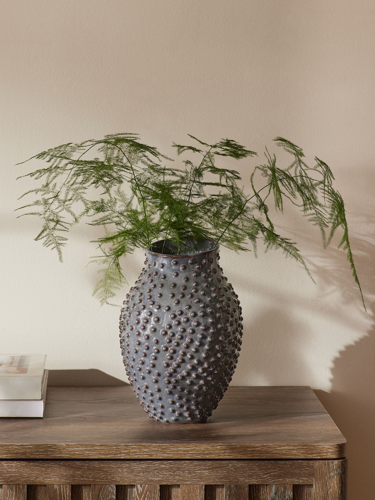 Blue Ceramic Textured Bobble Vase - Image 1 of 4