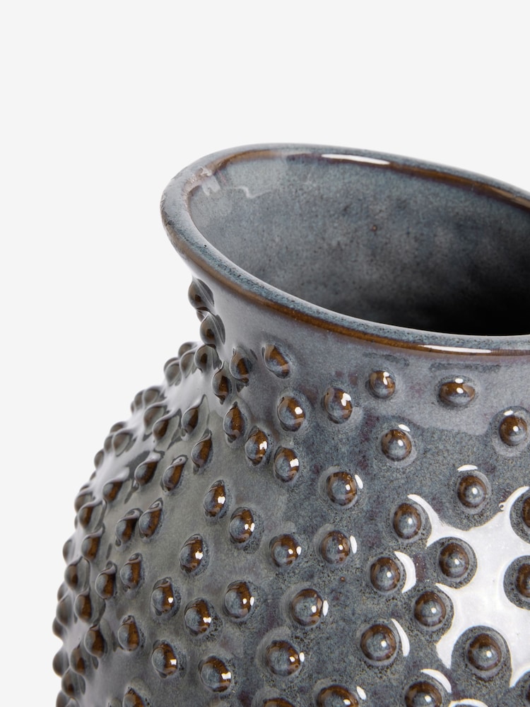 Blue Ceramic Textured Bobble Vase - Image 4 of 4